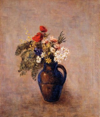 Buquê de flores em um vaso azul
