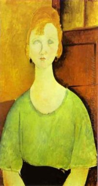 flicka i en grön blus 1917