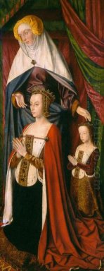 St. Anne que apresenta Anne de France e sua filha, Suzanne de