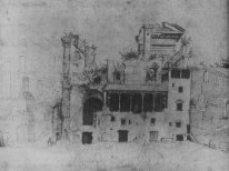 Frühe Palazzo Colonna mit den Resten der antiken Tempel von Sera
