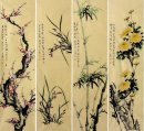 Pruim,Orchid,Bamboe, Chrysanthemum-Four InOne-- Chinees schilder