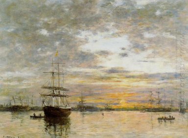 Hamnen i Le Havre på solnedgången 1882
