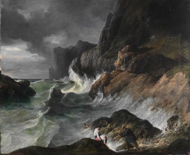 Stormy scène côte après un naufrage