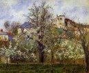 a horta com árvores em flor primavera Pontoise 1877