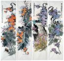 Птицы и цветы - FourInOne - китайской живописи