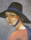 Porträtt av en ung kvinna i en hatt (Jadwiga Zak)