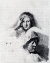 Blatt Sketches mit einem Porträt von Saskia