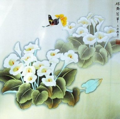 Drgonfly y flores - la pintura china
