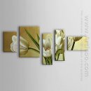 Hand Painted Oil Painting Floral - Set of 5