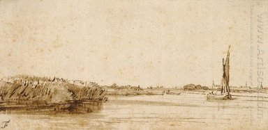 Einem Fluss mit einem Segelboot auf Nieuwe Meer