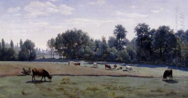 Las vacas pastan Marcoussis 1850