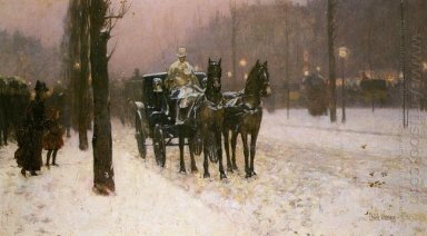 Street Scene Com Hansom Cab