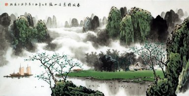 Montagnes, rivière - peinture chinoise