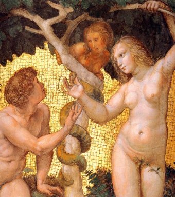 Адама и Еву из строфы Делла Segnatura деталях 1511