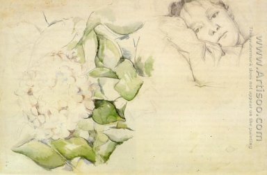 Madame Cezanne (Hortense Fiquet) Mit Hortensias