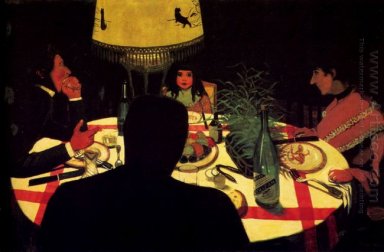 La cena Efecto de la lámpara 1899