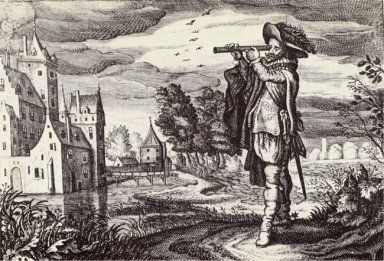 Early depiction of a \"Dutch telescope\"