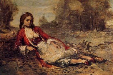 Jovem Mulher argelino deitada na grama 1873