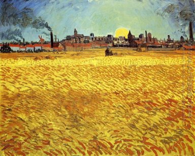 Summer Evening, Wheatfield with Setting sun