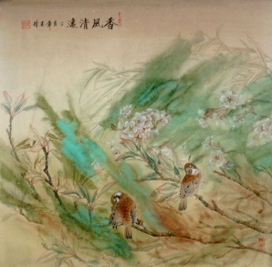 Oiseaux et fleurs - Peinture chinoise