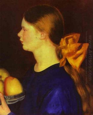 Fille avec des pommes Portrait d\'Irina Kustodiyeva