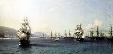 Svarta havet Fleet i bukten Feodosia strax före Krim W