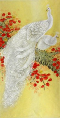 Peacock-verticale - Pittura cinese