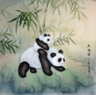 Panda & bambu - Pintura Chinesa