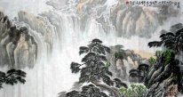 Bergbeklimmen waterval - Pubu - Chinees schilderij