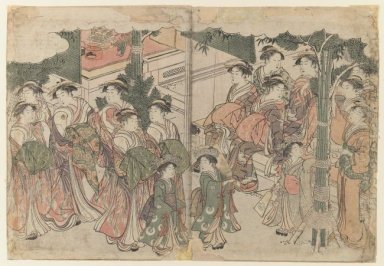 Courtesan S Entourage At New Year S Festival 1788