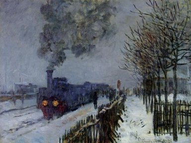 Trein In De Sneeuw of de locomotief 1875.