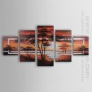 Tangan-Dicat Landscape Oil Painting - Set Dari 5