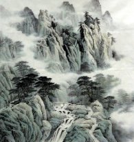 Montañas, agua, nube - Pintura china