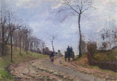 Wagen auf einer Landstraße am Stadtrand von Winter louveciennes