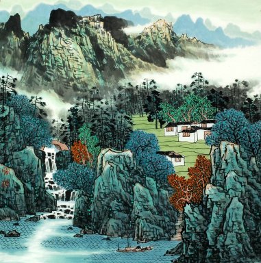 Un village dans la montagne - peinture chinoise