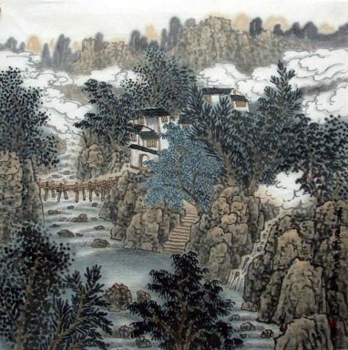 Un village dans la montagne - peinture chinoise