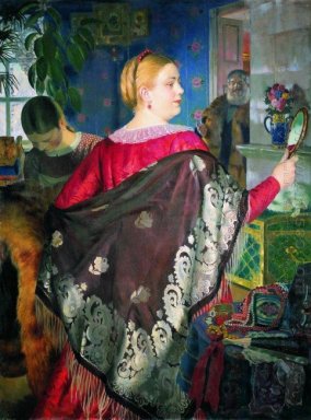 Marchand de la femme avec un miroir 1920