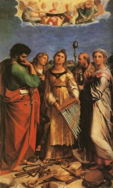 St Cecilia With Sts Paul John Evangelists Augustine And Mary Mag
