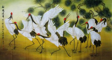 Crane & Pine - kinesisk målning