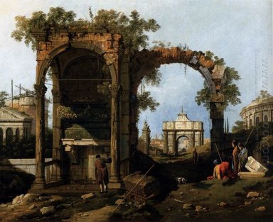 Capriccio med klassiska ruiner och byggnader
