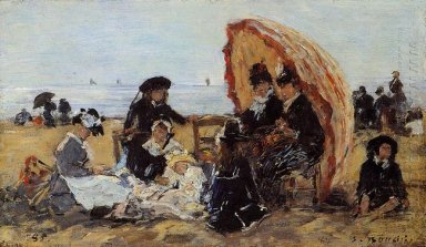 Trouville On The Beach Berlindung Oleh Parasol 1895