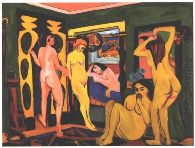 Balneazione donne in una stanza 1908