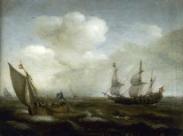 Una nave olandese e un Kaag in una brezza fresca