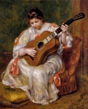 Frau, die das Gitarren