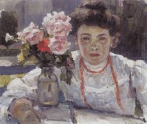 Porträt von E V Surikova 1908
