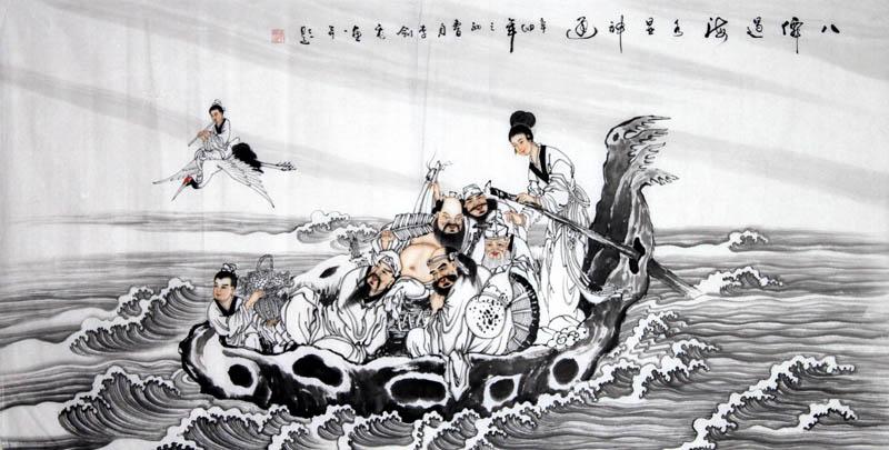 Eight Immortals Ba Xian Guo Hai- Chinese Painting