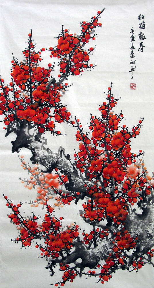 Handpainted Original Chinese painting,Plum Blossom Blossom Painting,Chinese art