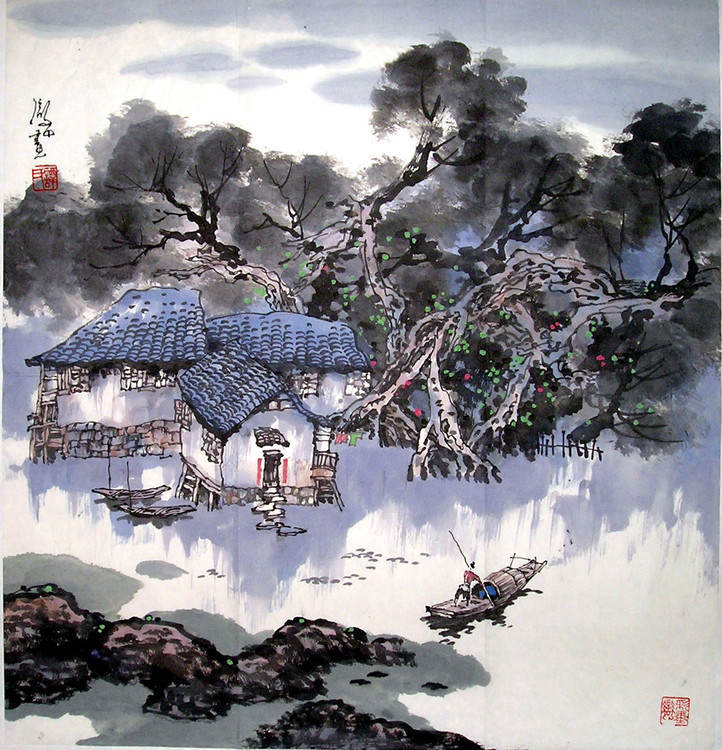 Chinese Village Painting