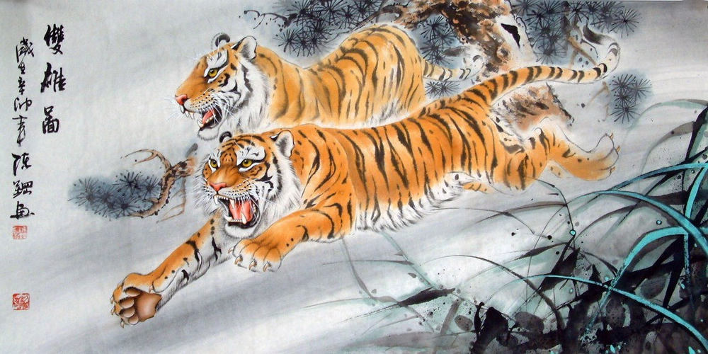 Two Tigers--Chinese Painting 