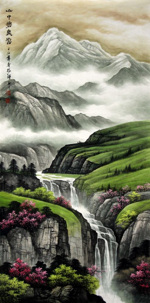 Chinese Waterfall painting